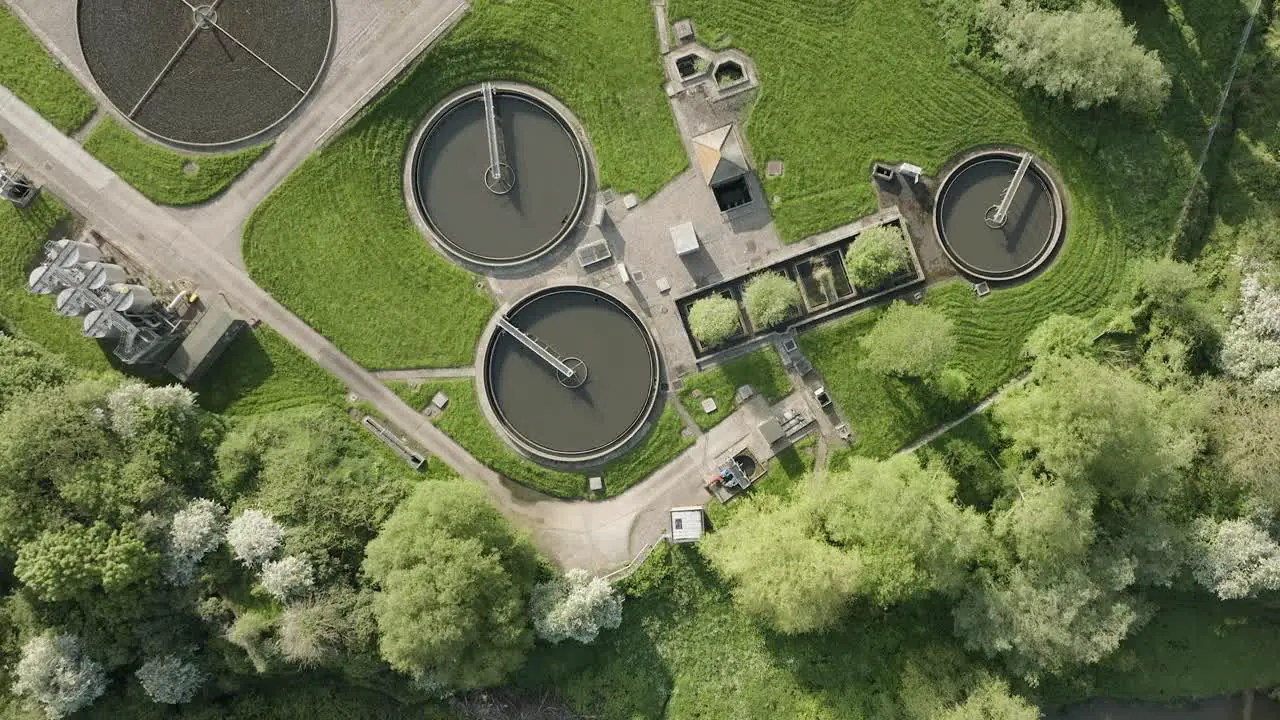 Sewage Treatment Works Birds-Eye-View Overhead Aerial UK