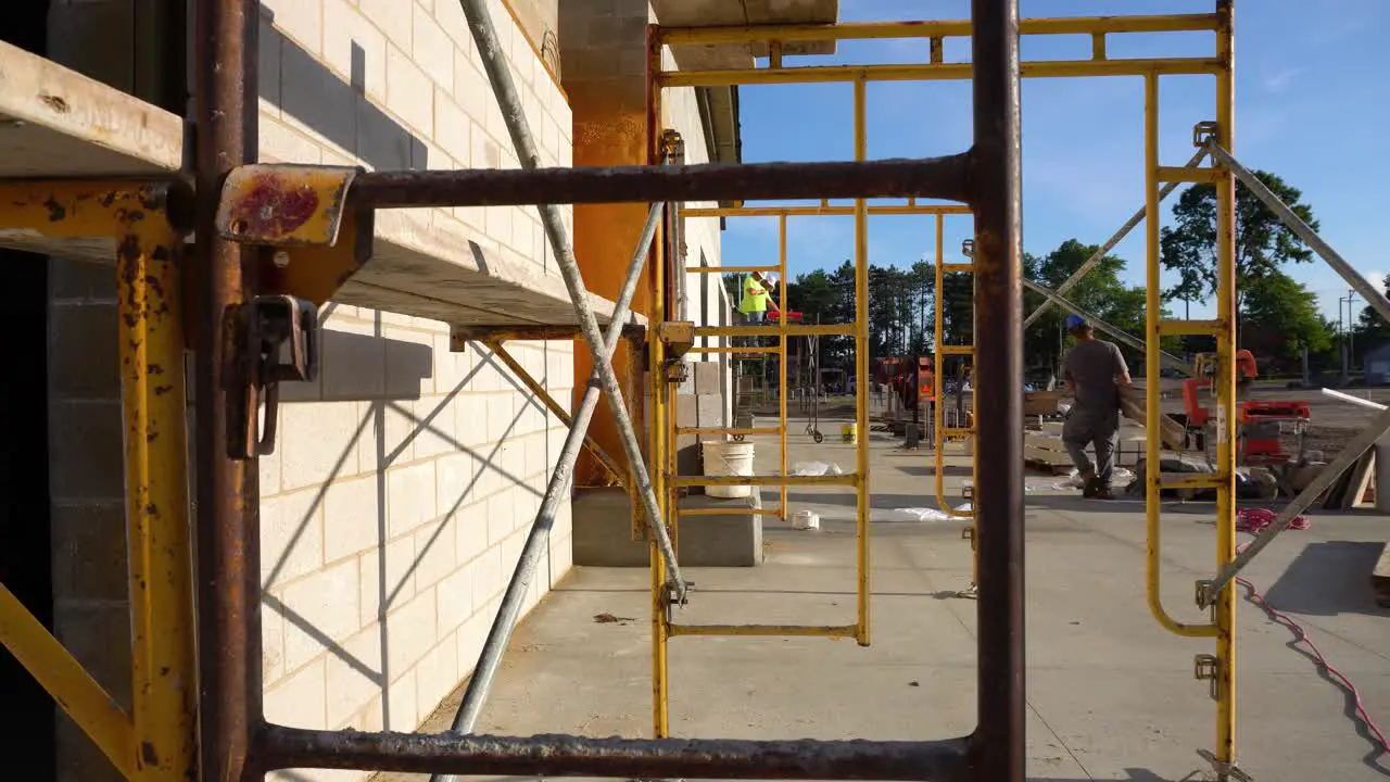 Construction site from the side during Golden Hour on a summer Morning