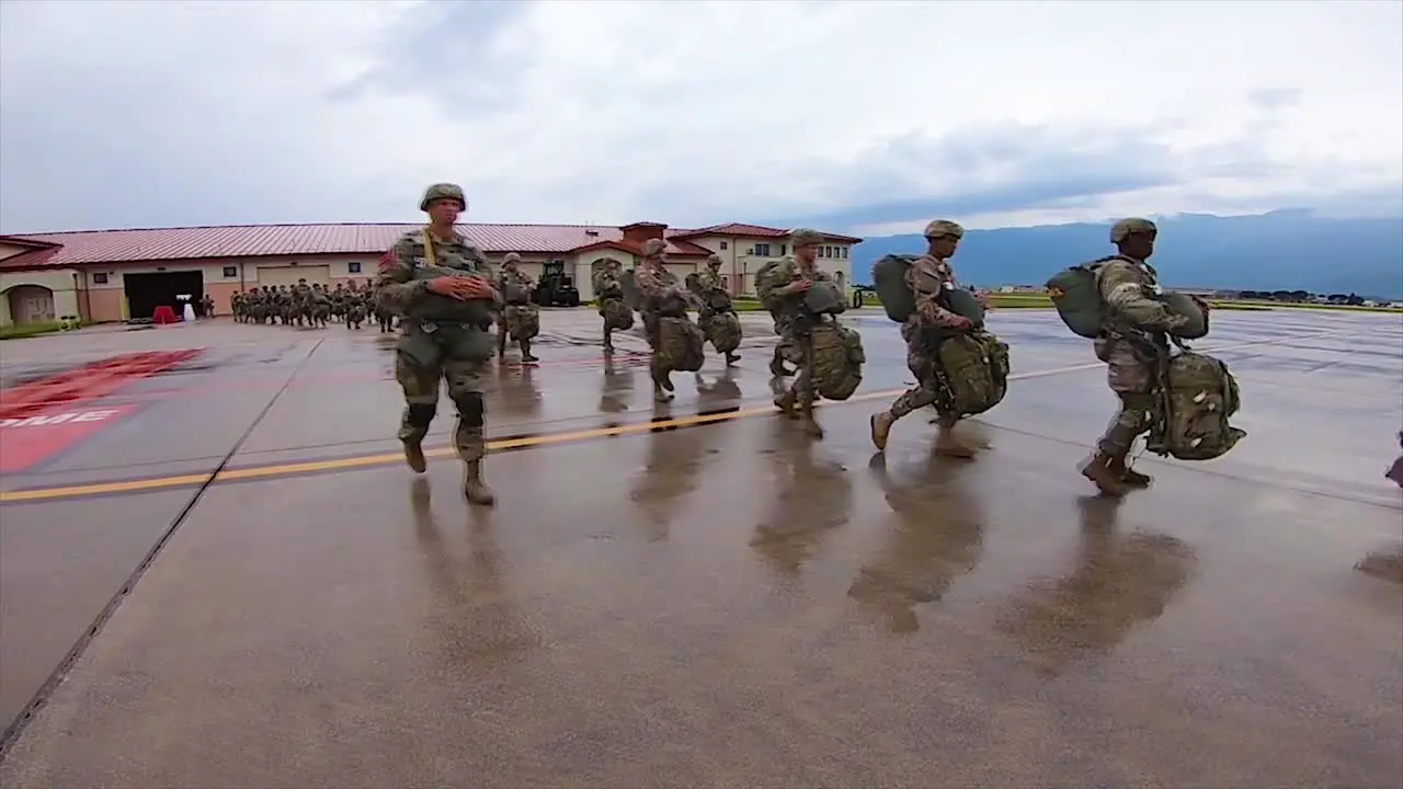 Us Army Paratroopers Assigned To The 173Rd Brigade Support Battalion 173Rd Airborne Brigade Deploy To An Airborne Operation At Juliet Drop Zone In Pordenone Italy