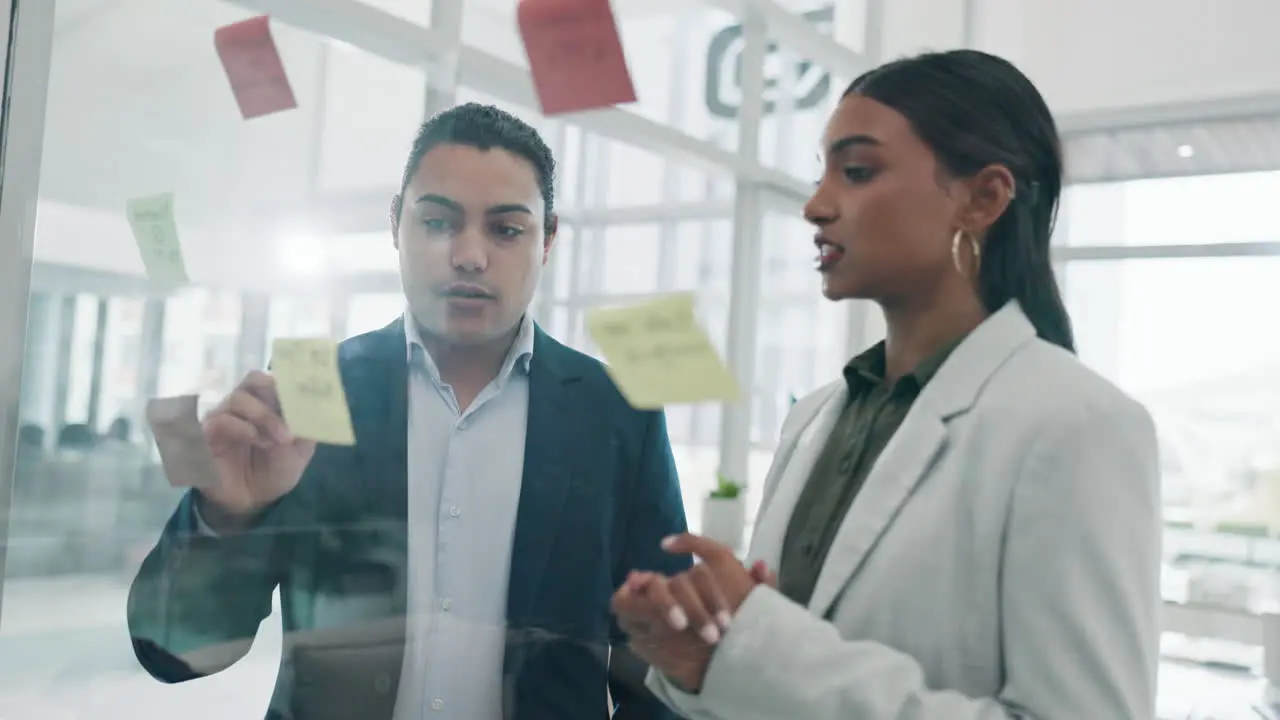 Teamwork glass wall and business people planning