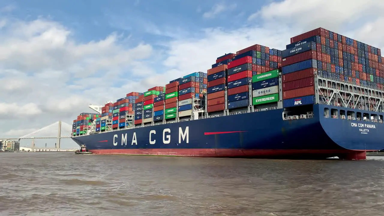 Container Ship Sails Port of Savannah