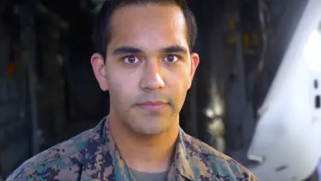 A Proud American Patriotic Soldier Looks At The Camera 1