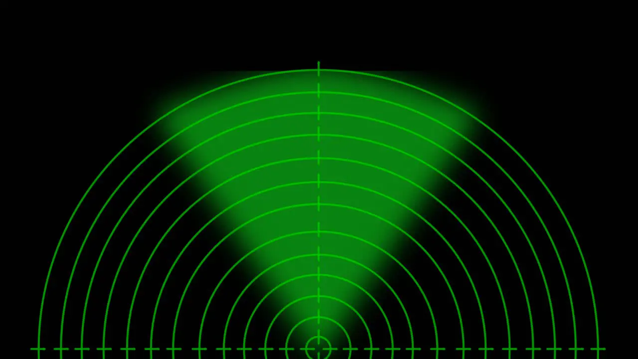 Close up shot of green radar animation screen on black background