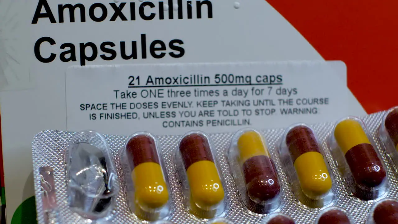 Amoxicillin Capsules Medication Box With Dosage Information