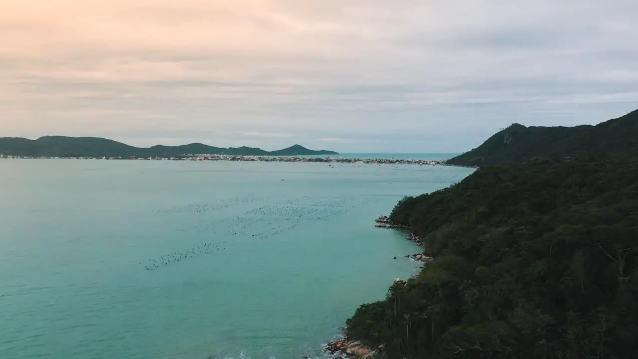 Aerial view from a distance Canto Grande Beach Bombinhas Brazil