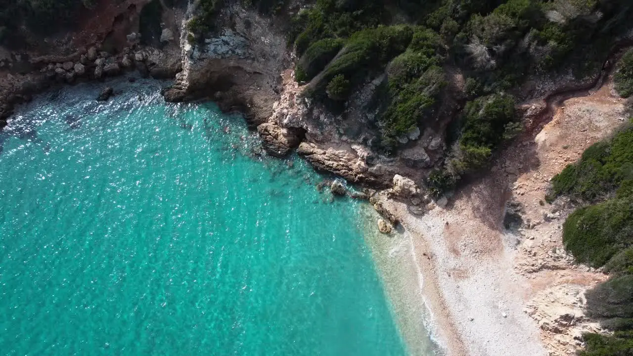 Dream vacation beach bay turquoise Sardinian water aerial drone view day