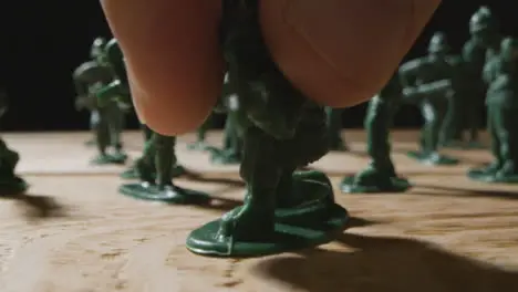 Tracking Shot of Toy Soldier Being Placed Dowm