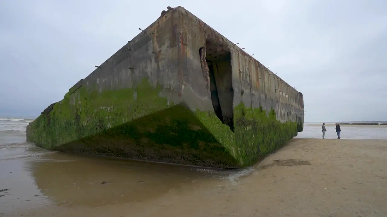 Large WW2 Bunker on Beach in Normandy France Arromanches les bain