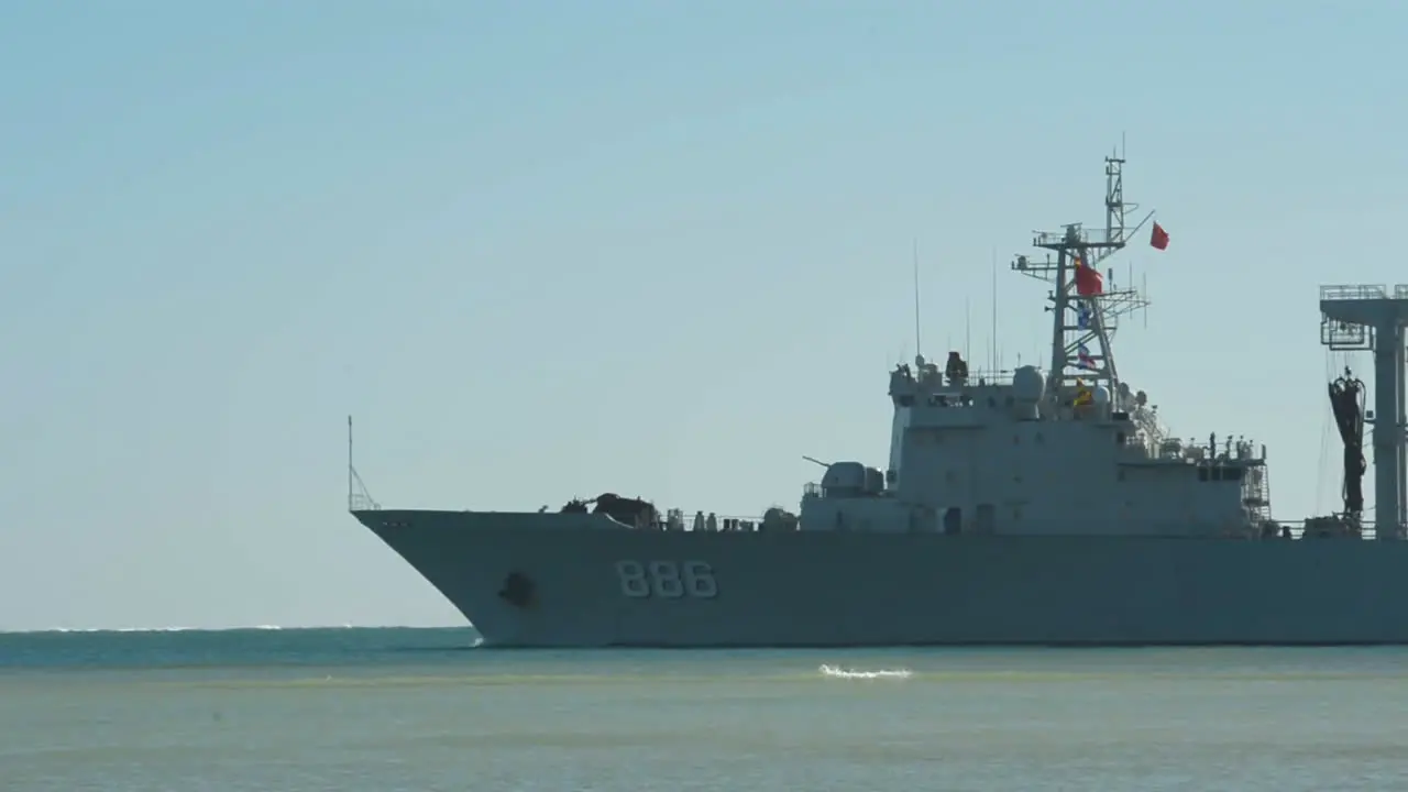 A Chinese Navy Ship At Sea