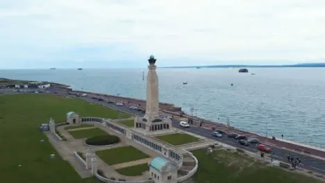 Drone Shot Approaching Coastal War Memorial 