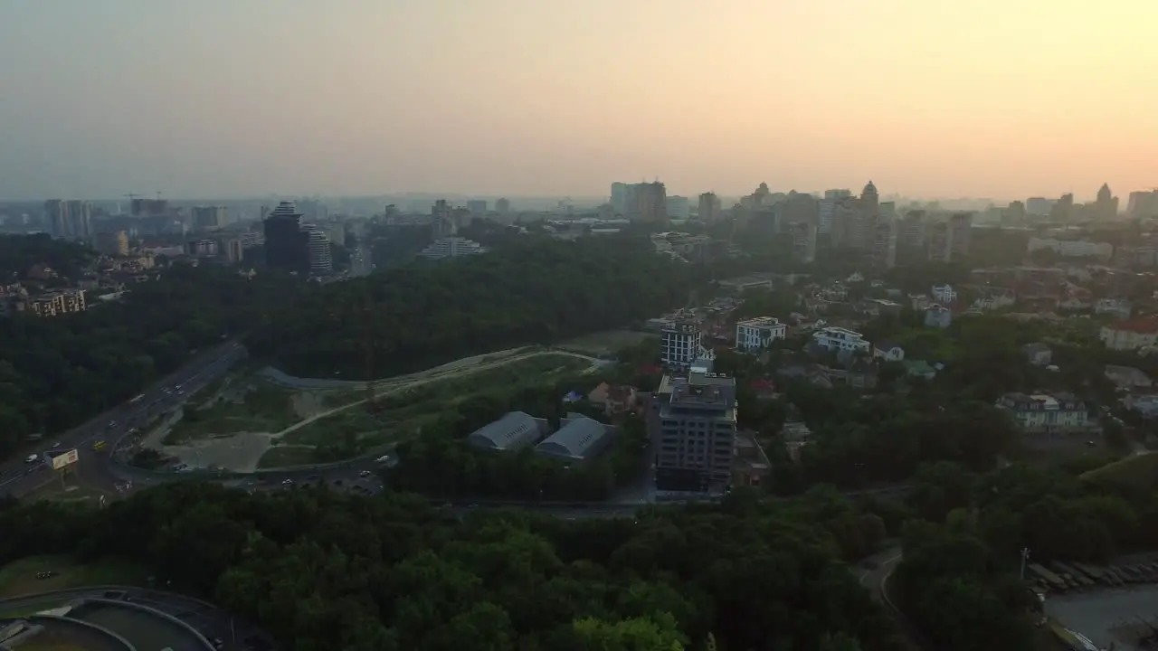 Aerial view Mother Motherland Memorial park Victory Day in Ukraine