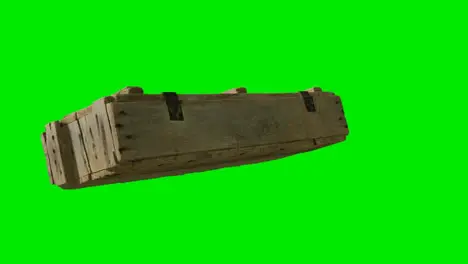 wooden box for weapons on green chromakey background