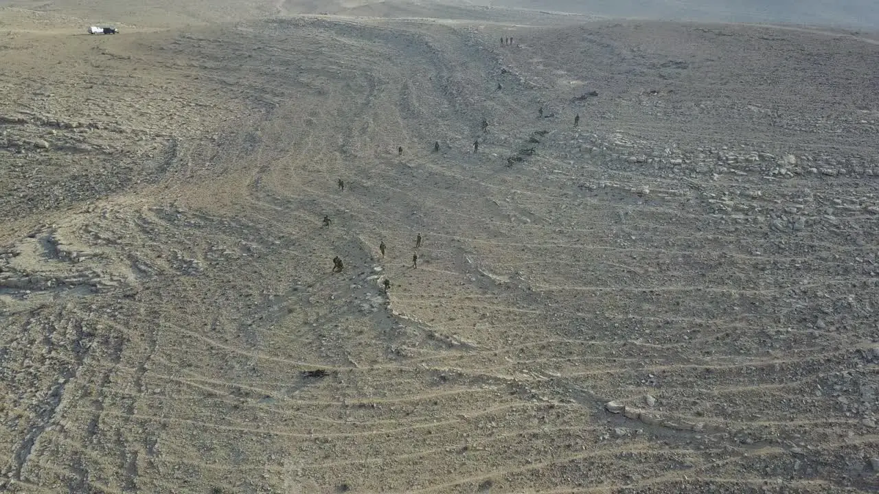 Orbit shot of IDF Soldiers during routine physical training on desert