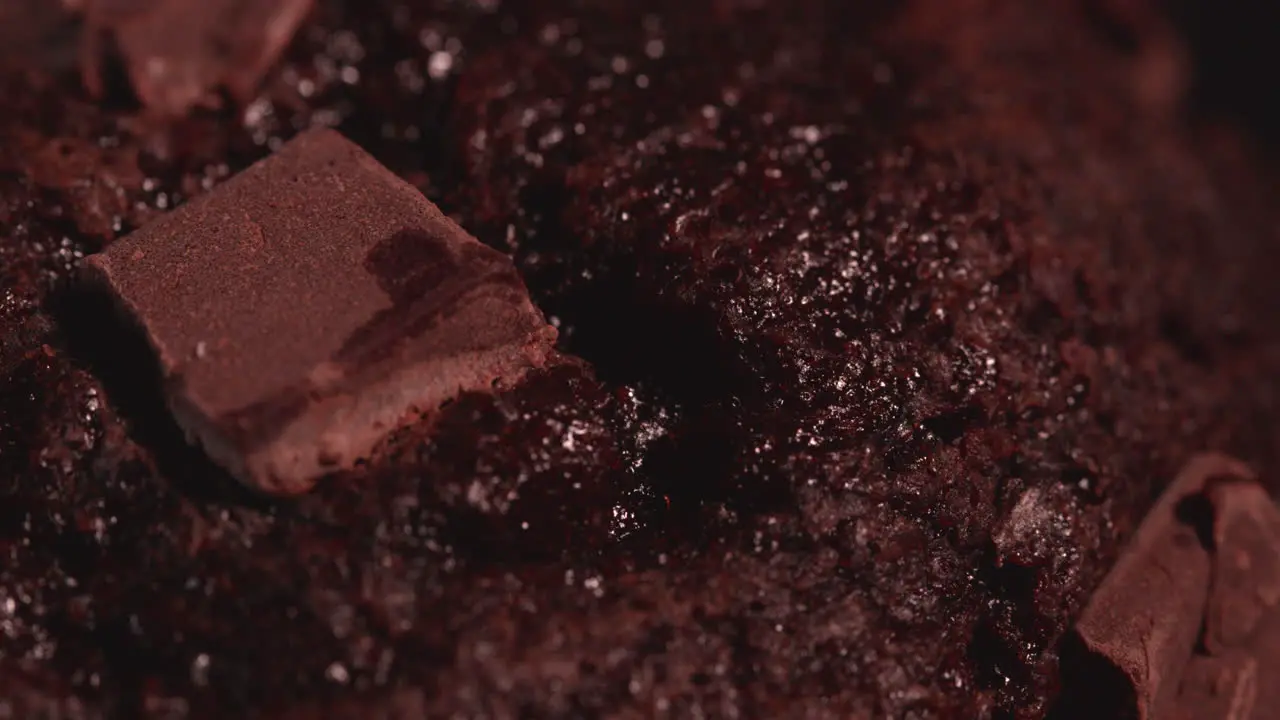 Extreme close up macro shot of a Chocolate Chunk ship muffin