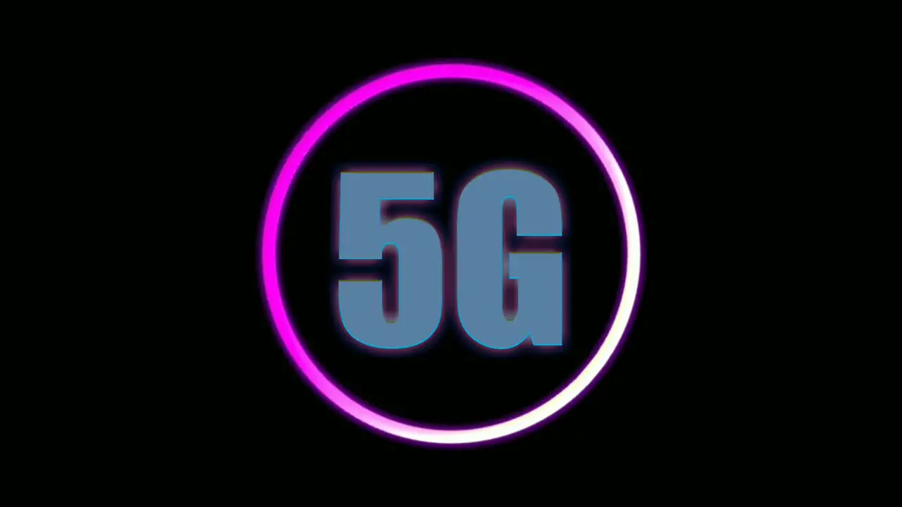 4K neon light 5g animation on black background