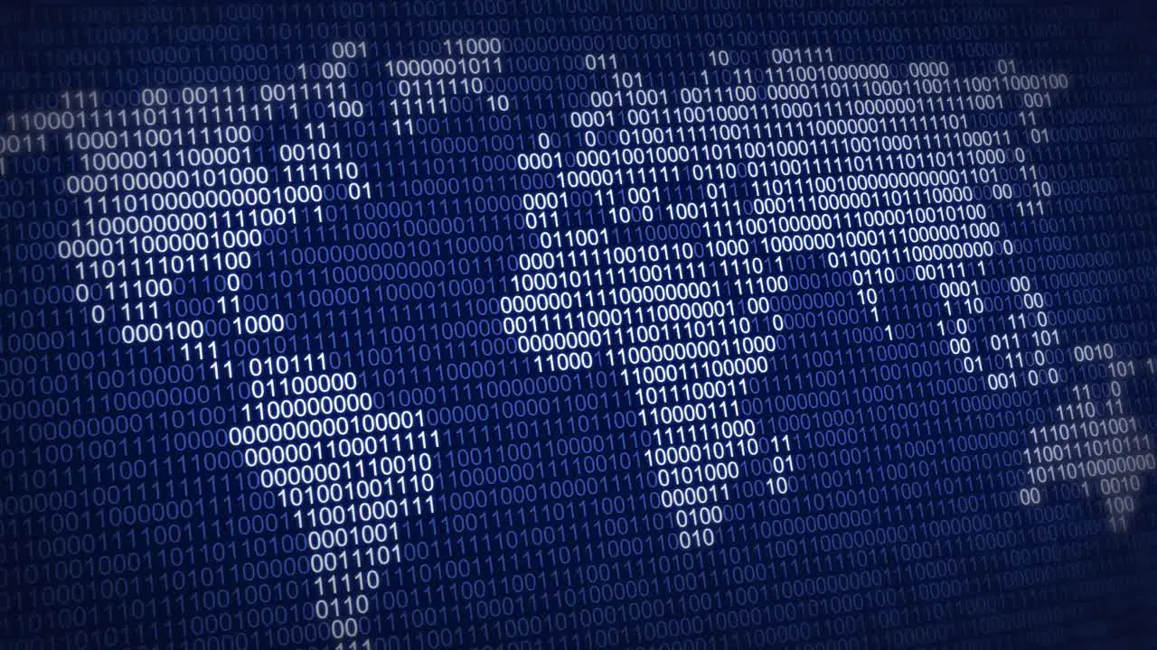 World map with digital binary numbers