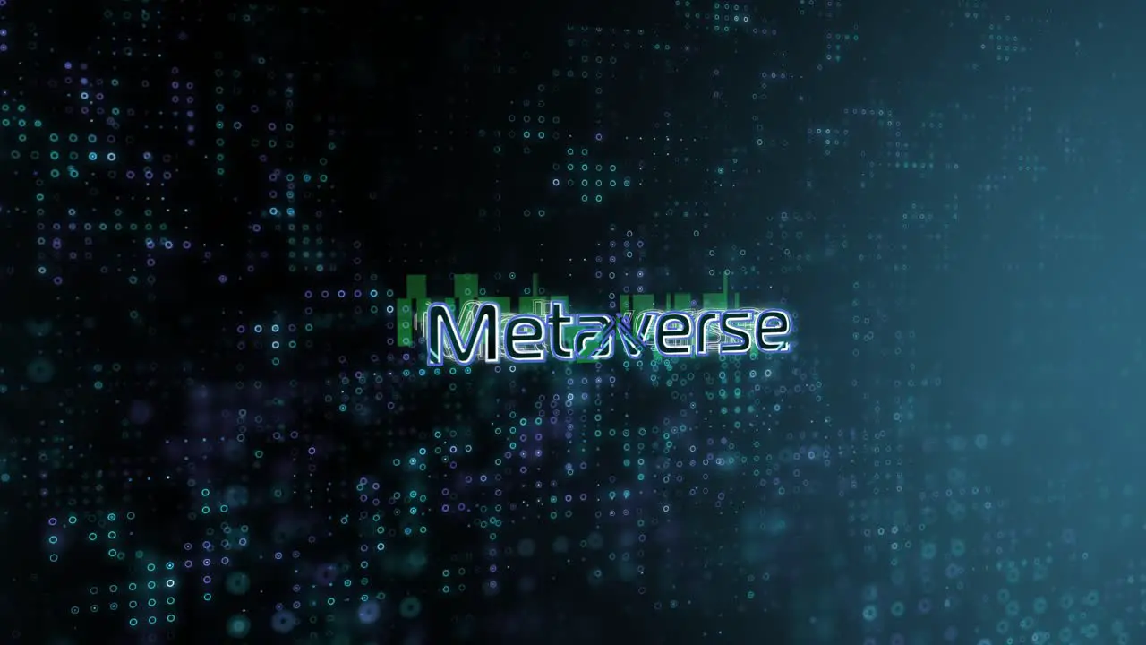 Metaverse Concept Text Reveal Animation with Digital Abstract Technology Background 3D Rendering for Blockchain Metaverse Cryptocurrency