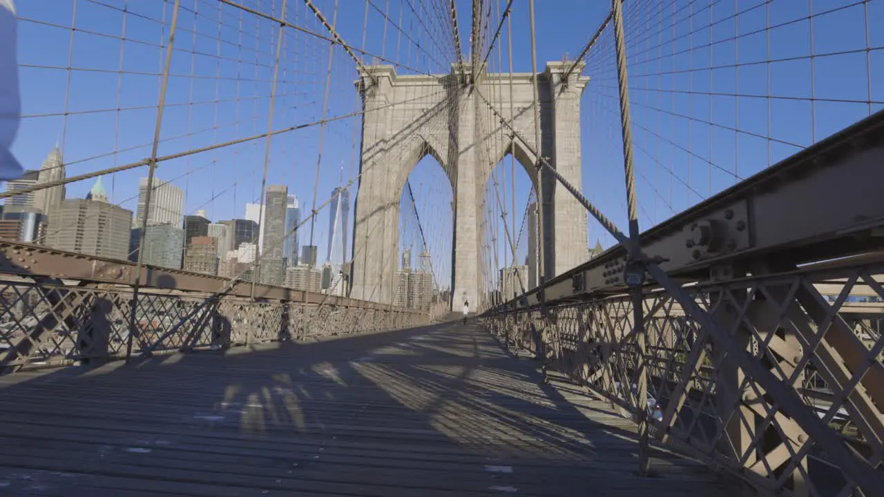 Brooklyn Bridge 4K Family walking by