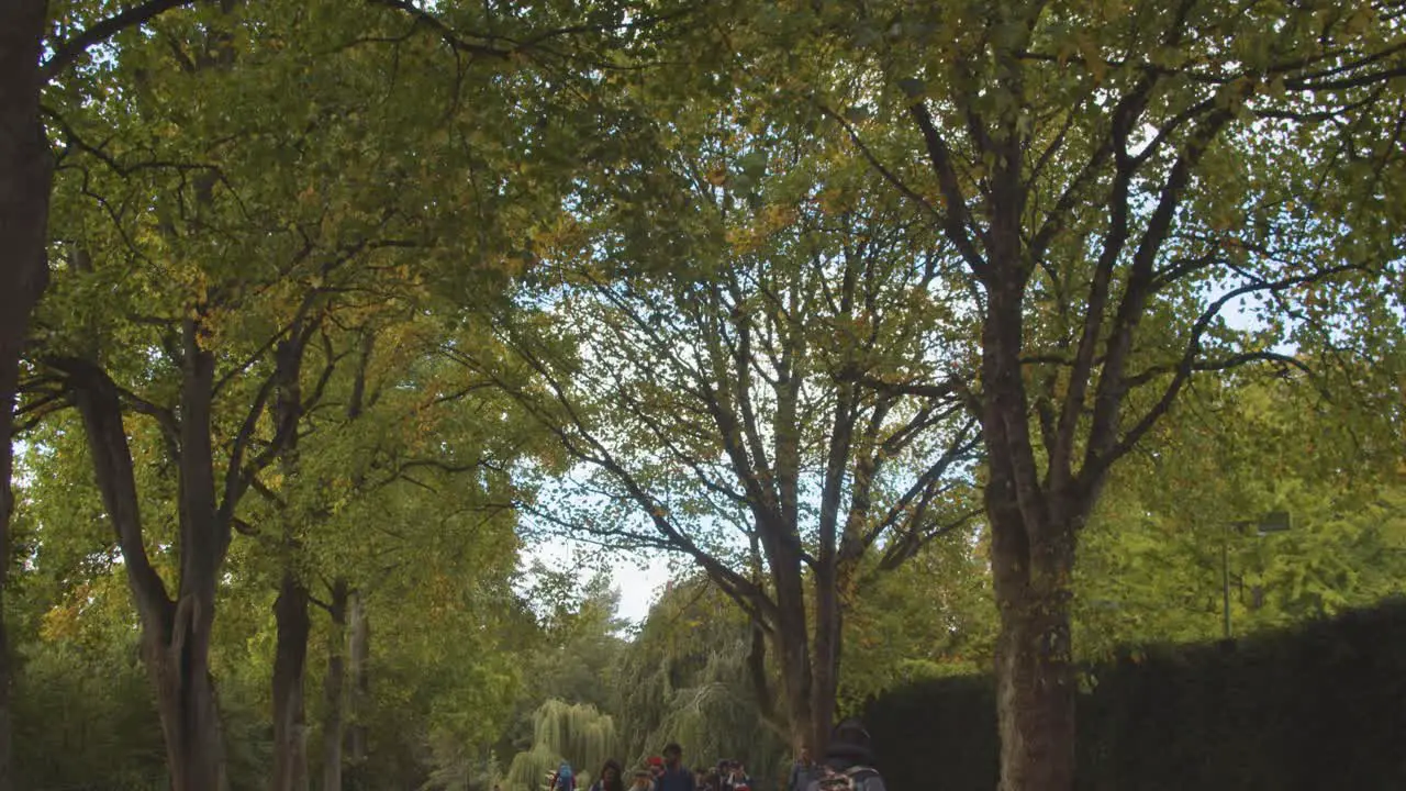 People Walking Through Bute Park In Cardiff Wales In Autumn