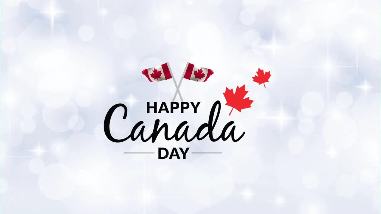 Greetings for Canada Day Displayed on a Textured Background with Maple Leaves and moving Candian Flags