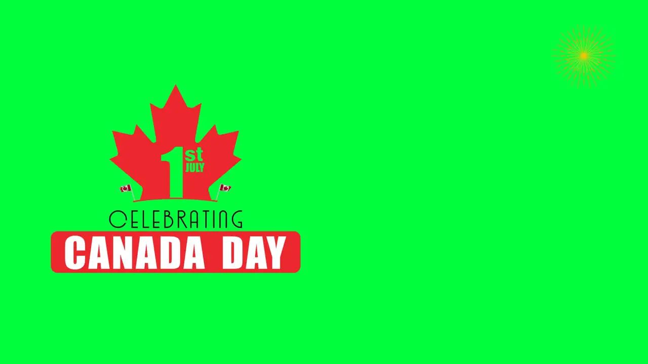 Greetings for Canada Day Displayed on the Left of a Customizable Green Screen Background along with Fireworks