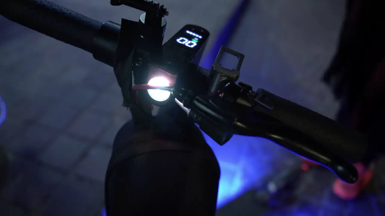 Cool flashlight mounted on an electric scooter