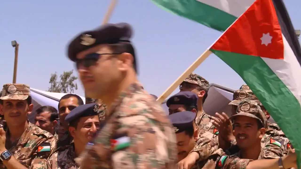 Crowds Of Jordanian Air Force Military Personnel Cheer For The Camera 6