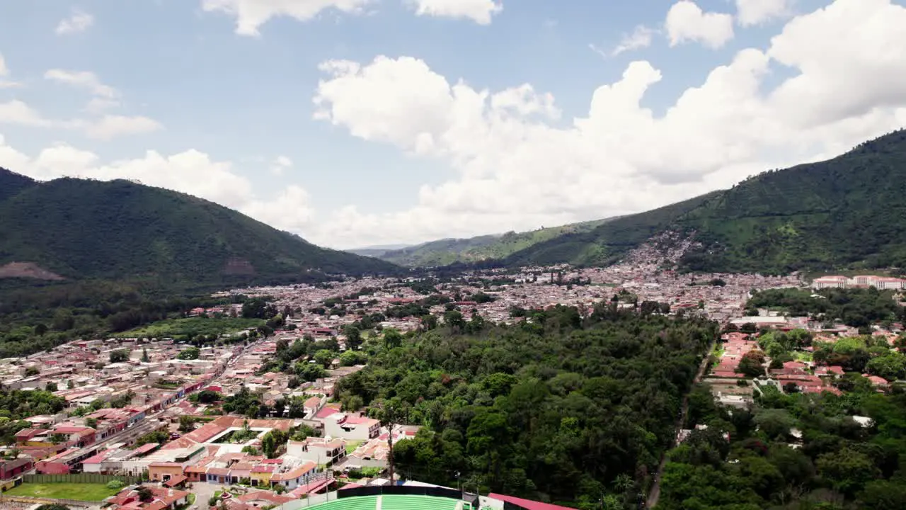 Aerial capture of the city of Guatemala in the foothills of Water volcano