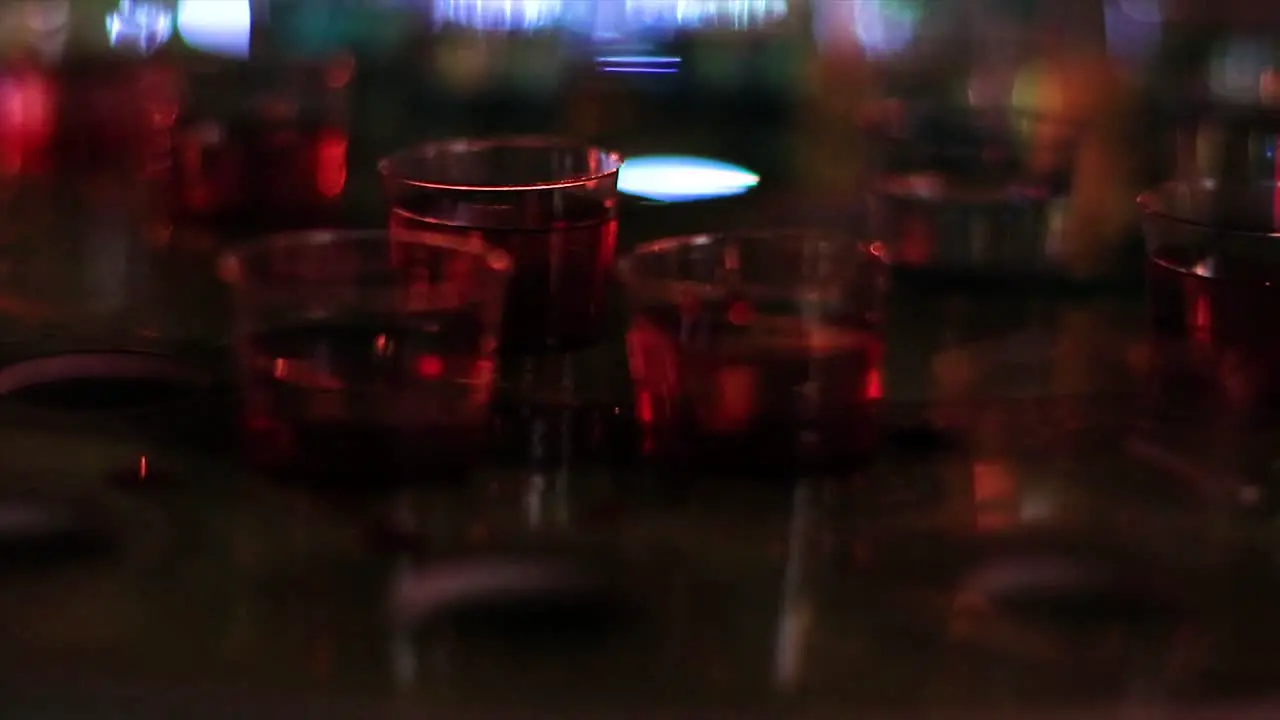 Shoots laid out on a table at a bar