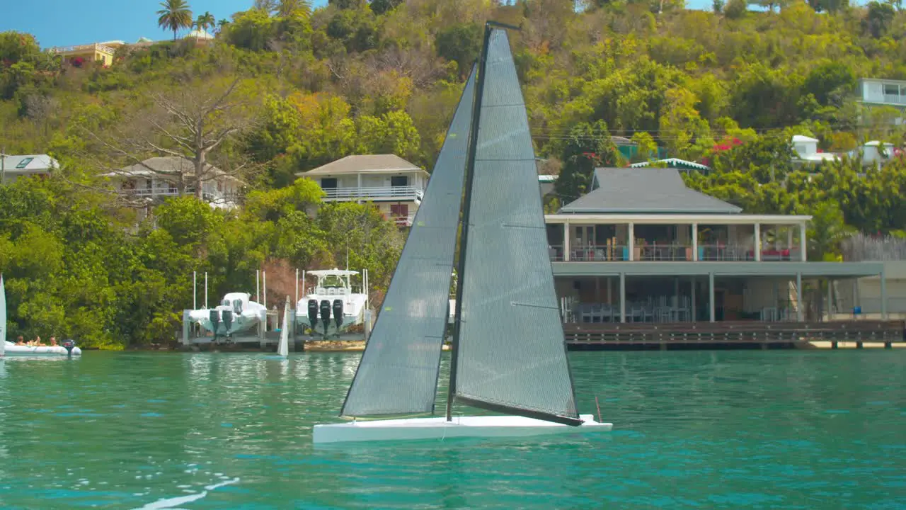 Model RC Boat floating in a marina