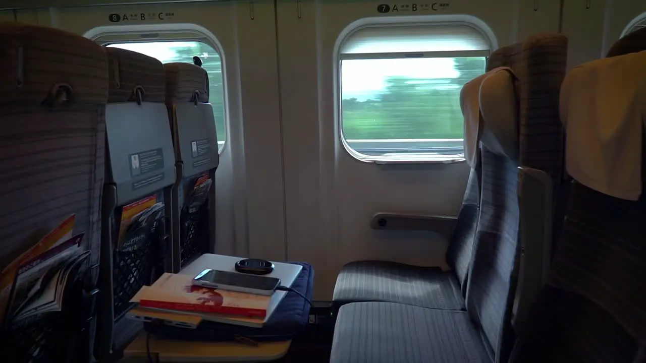 A passenger seat on a Japanese shinkansen train