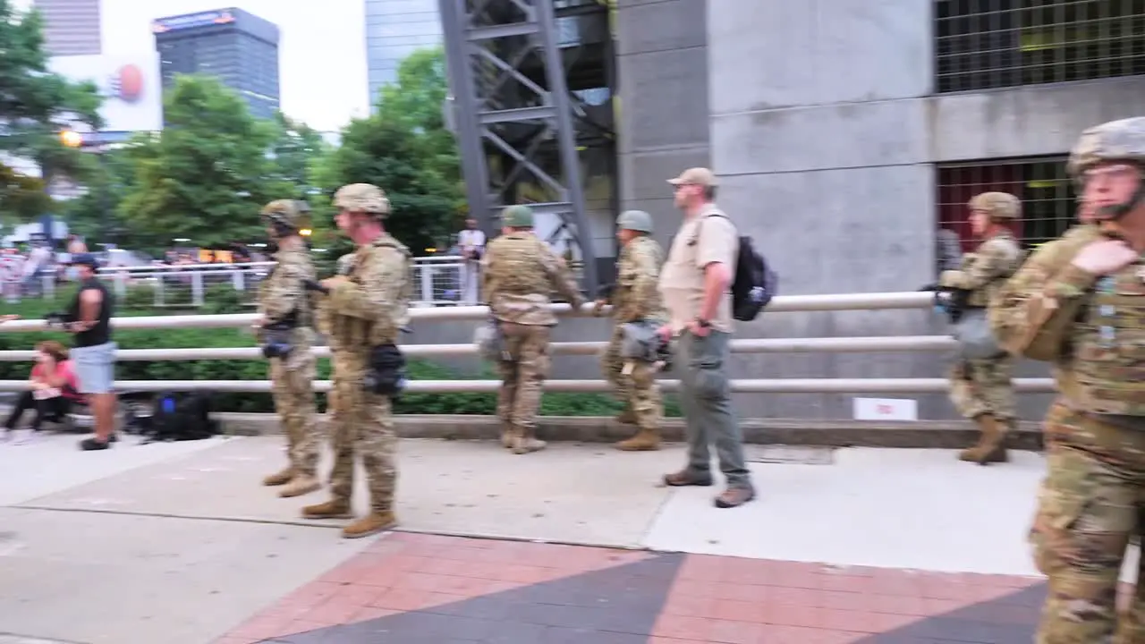 Massive Street Civil Unrest Protests Break Out In Atlanta During The George Floyd Black Lives Matter Protests As The National Guard Looks On 1