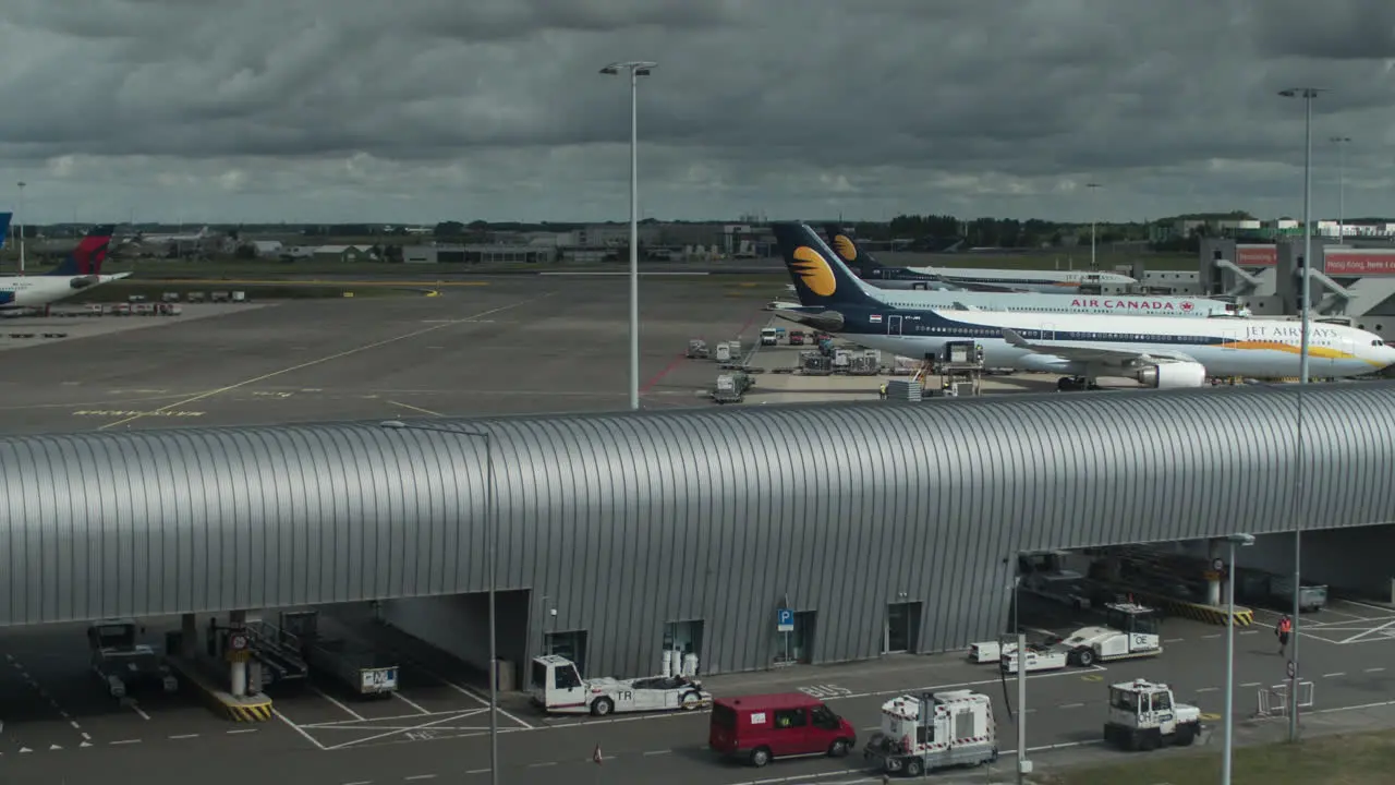 Timelapse of planes and vehicles traffic at Amsterdam Airport