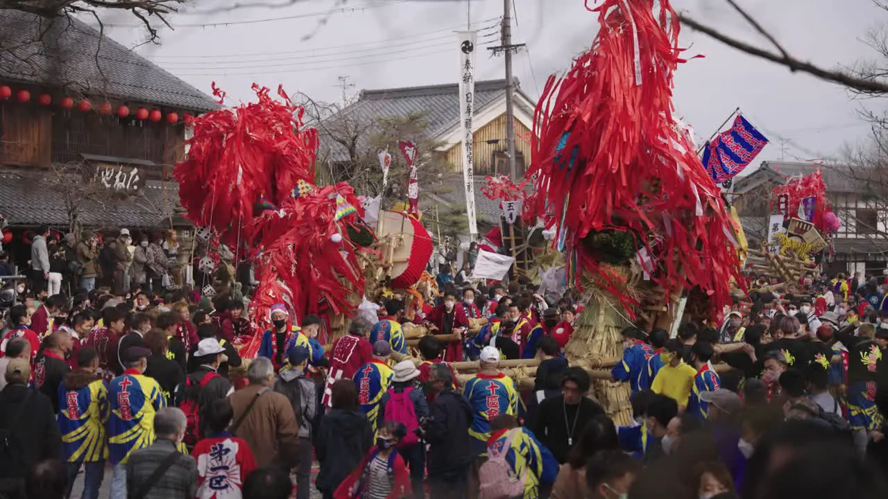 Wide shot of crowd attending Japanese Festival Year of Tiger Sagicho Matsuri