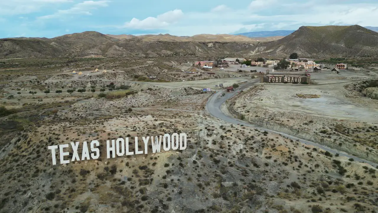 Texas Hollywood Tabernas Desert Theme Park Fort Bravo in Almeria Andalusia Spain Aerial