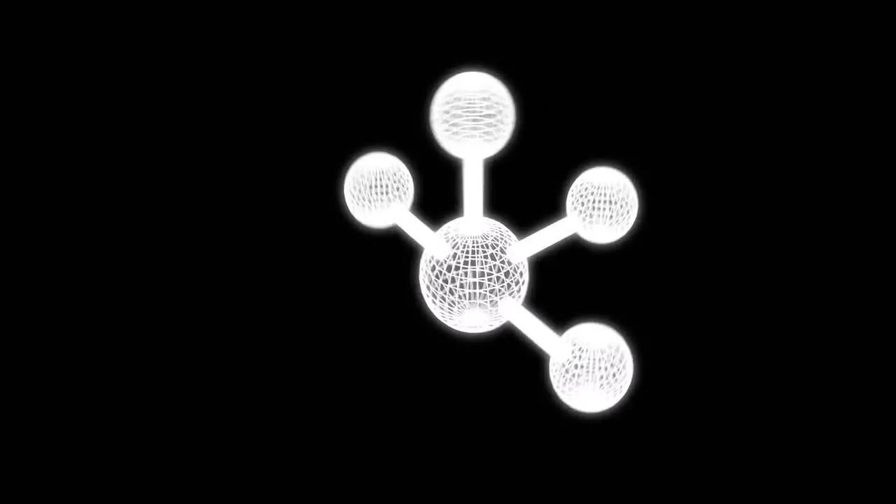 Animation of molecule moving on black background