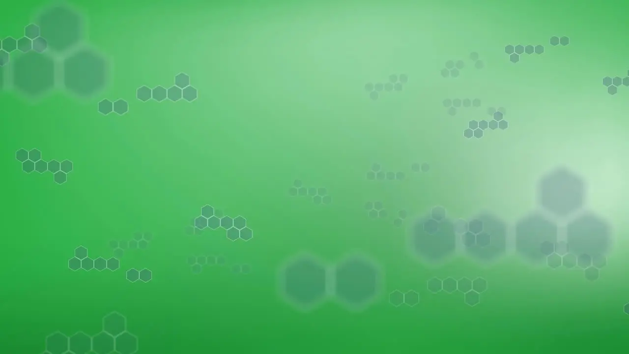 Animation of chemical structures floating against light spot on green background