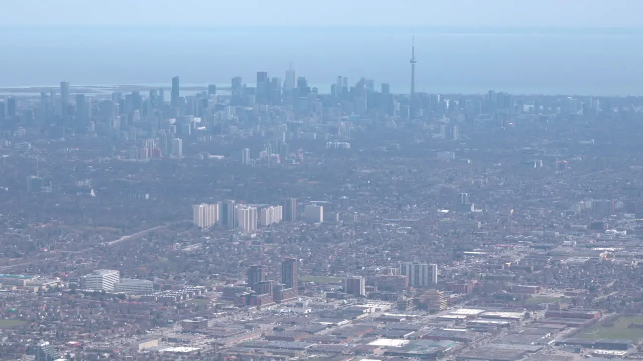 An aerial view of the Toronto Ontario Canada skyline