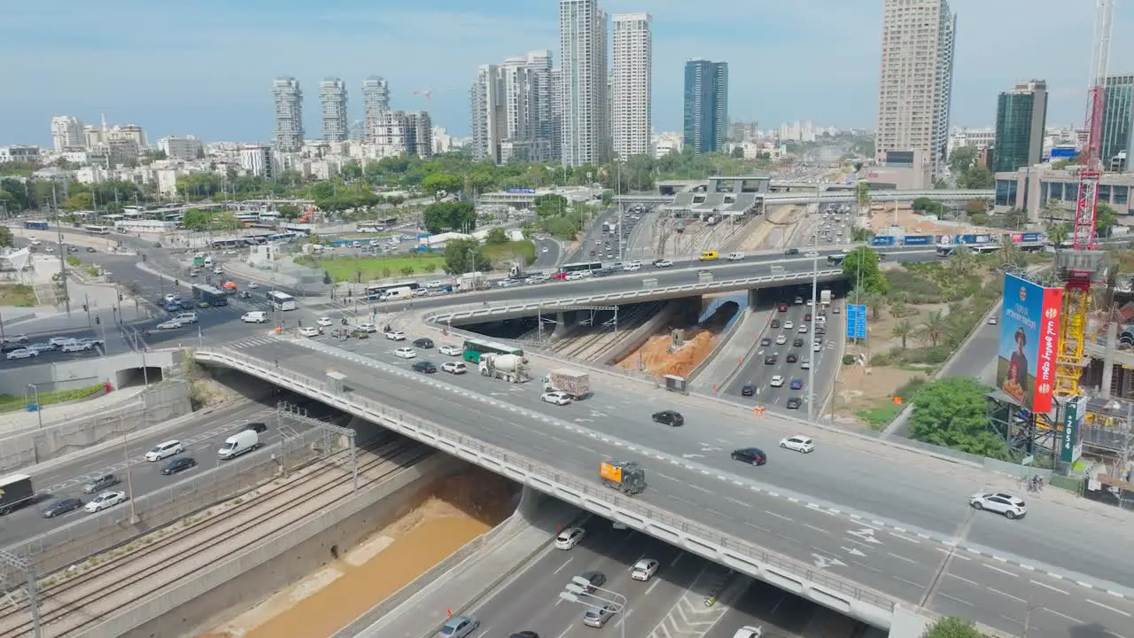 Tel Aviv Cityscape And Ayalon Highway Aerial View At Day Israel Orbit