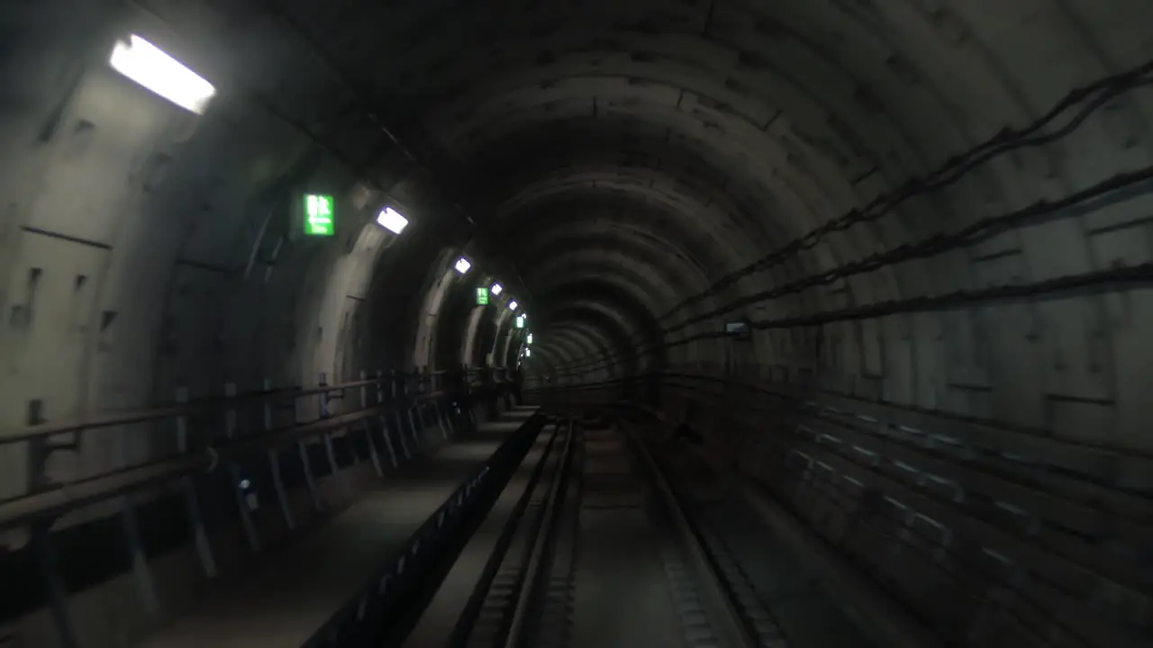 In the dark subway tunnel