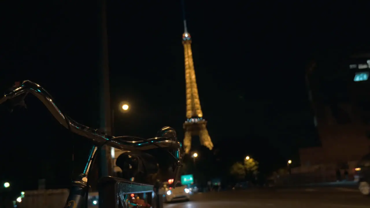 Car traffic on night street in Paris