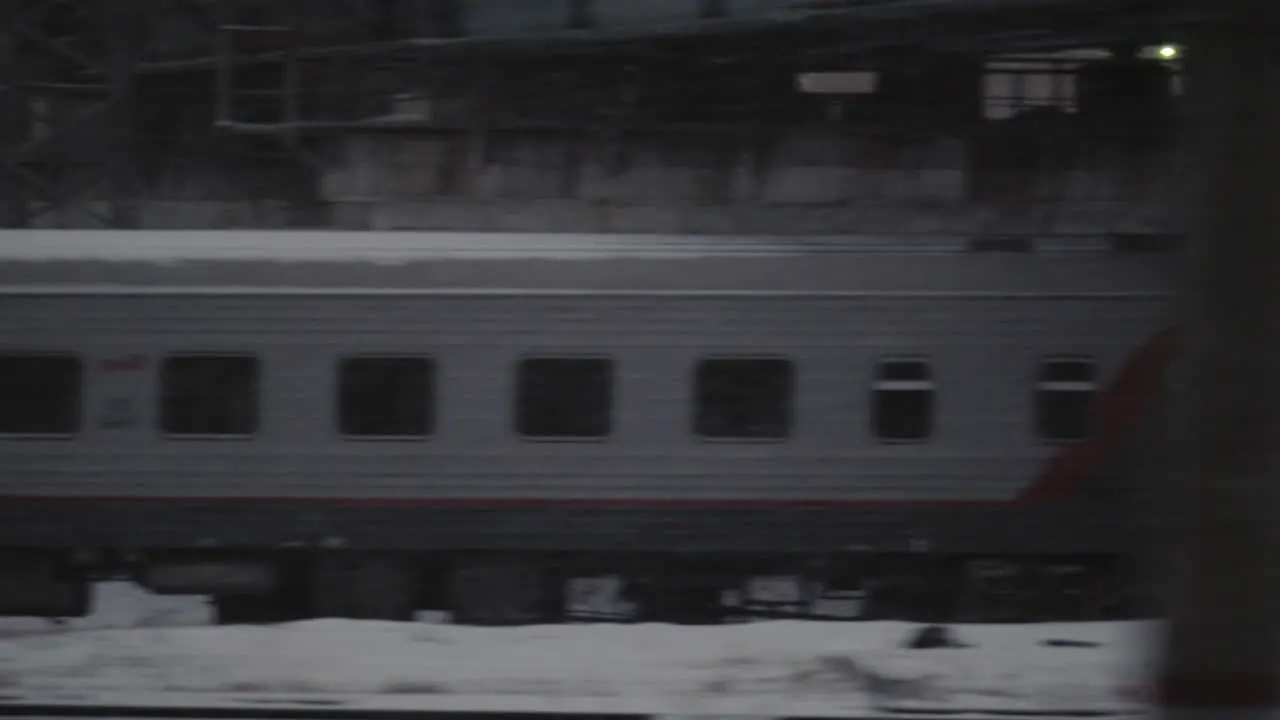 Traveling by train on dull winter day