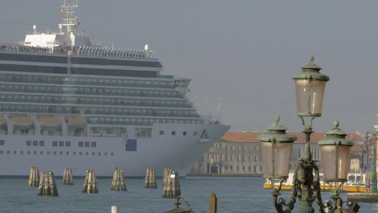 Cruise liner sailing in Venice Italy