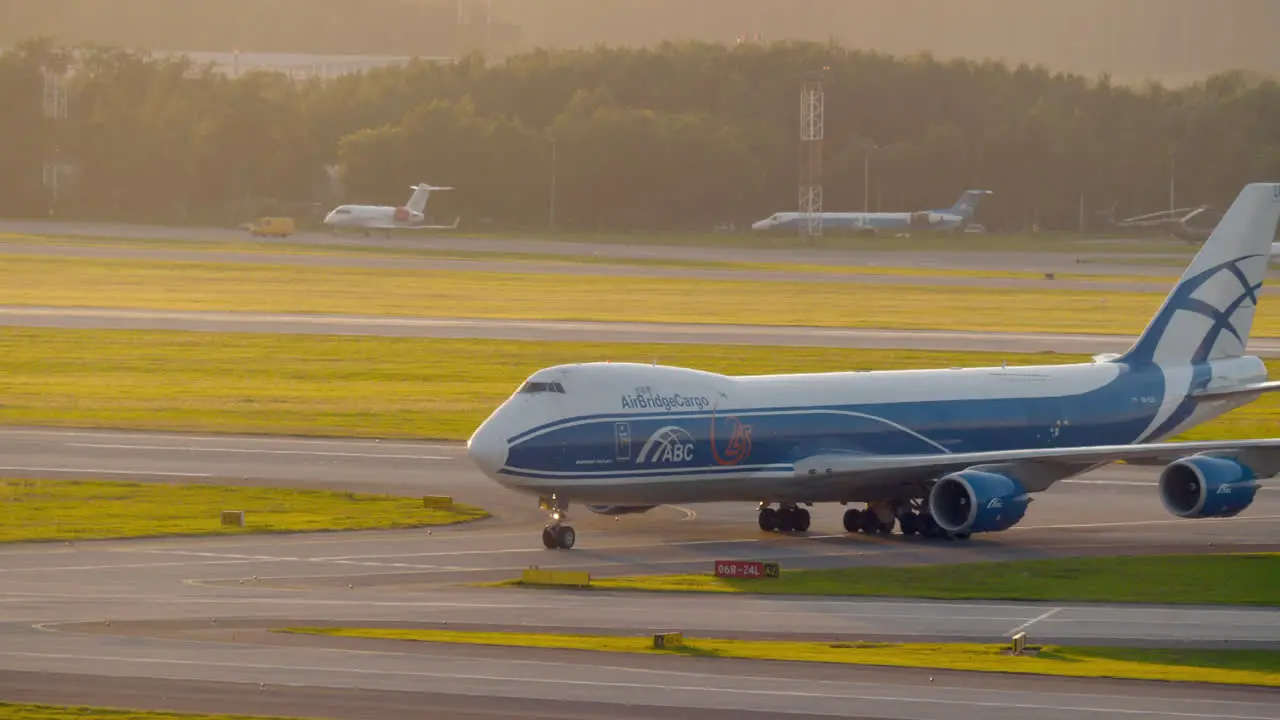 Taxiing cargo airplane Boeing 747