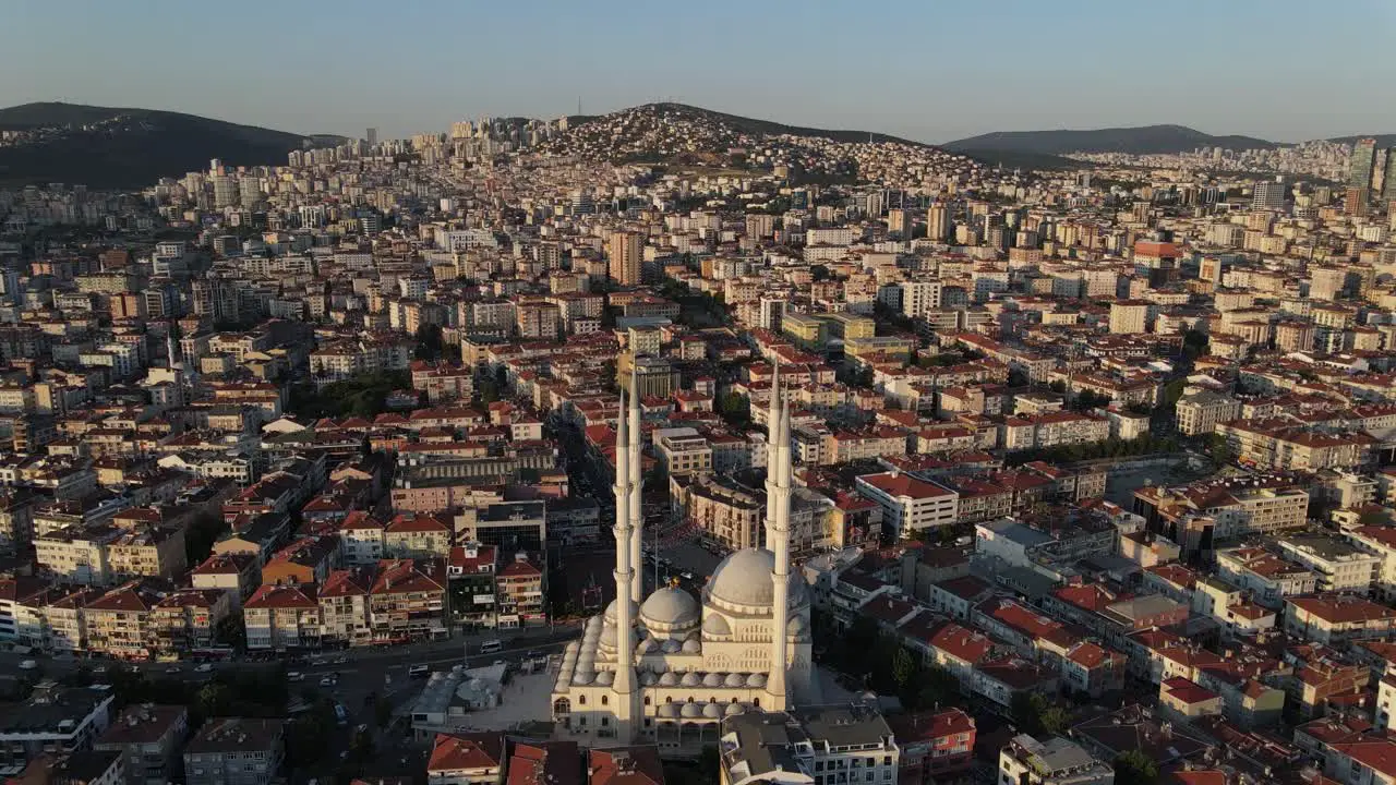 Aerial View Mosque Modern City