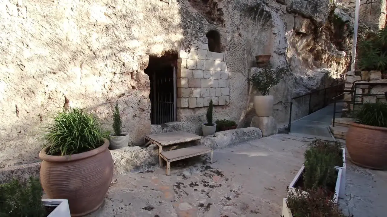 Footage of Jesu tomb at the The garden tomb in Jerusalem Israel