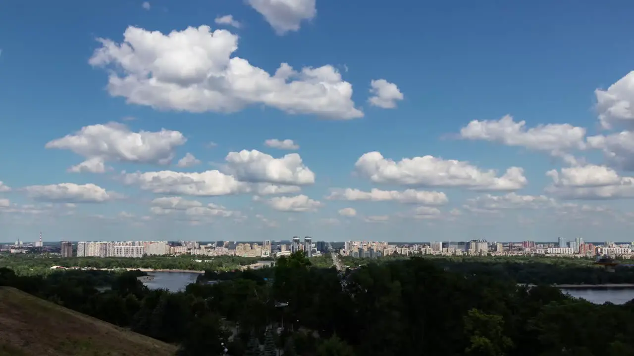 Sunny Day Timelapse With Rolling Clouds in Kyiv Ukraine