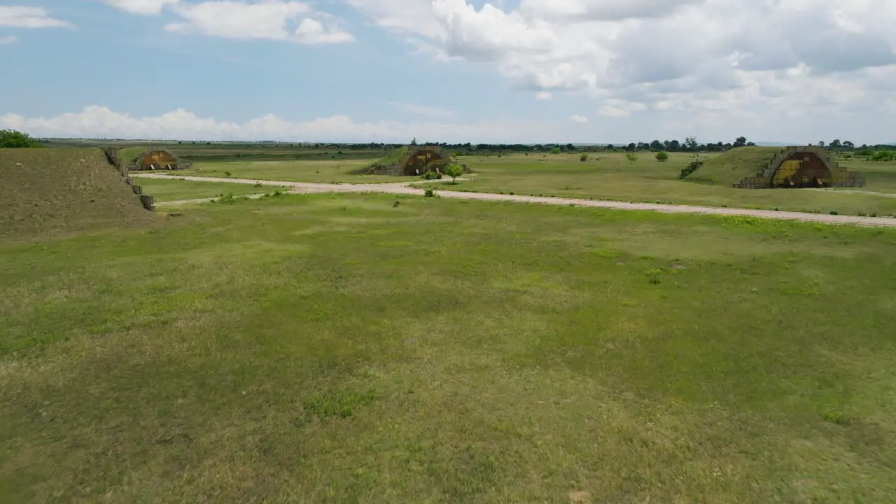 Runways and hangars of abandoned Shiraki military airbase in Georgia