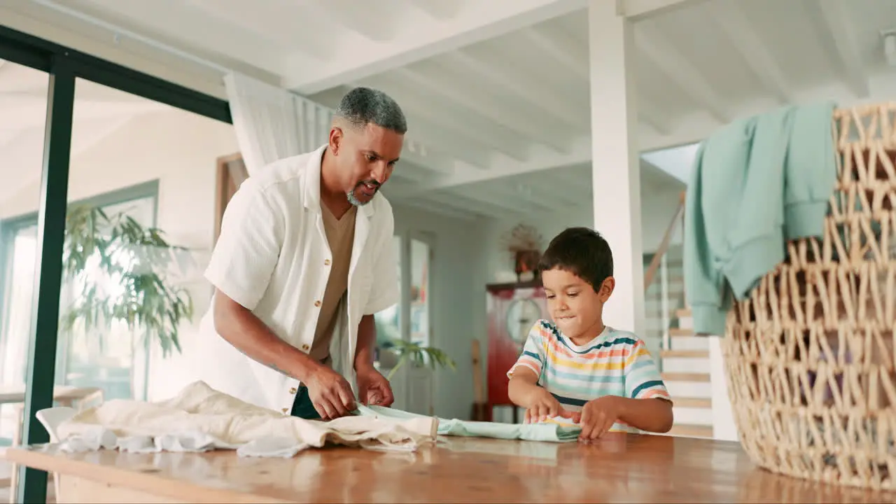 Family laundry and a grandfather teaching