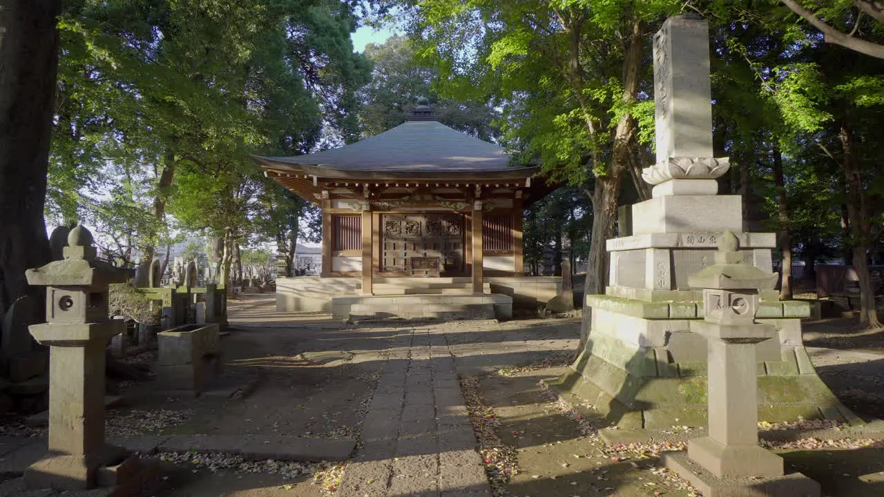 This Buddhist temple in Tokyo has a large path surrounded by stone lamps at night they hang candles thus giving a very sacred and mysterious atmosphere